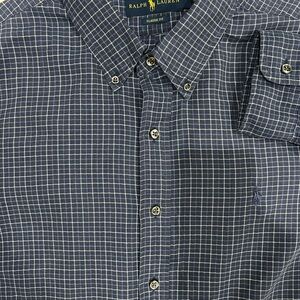 Ralph Lauren Men's Navy Plaid Button-Down Shirt size XL Excellent Condition